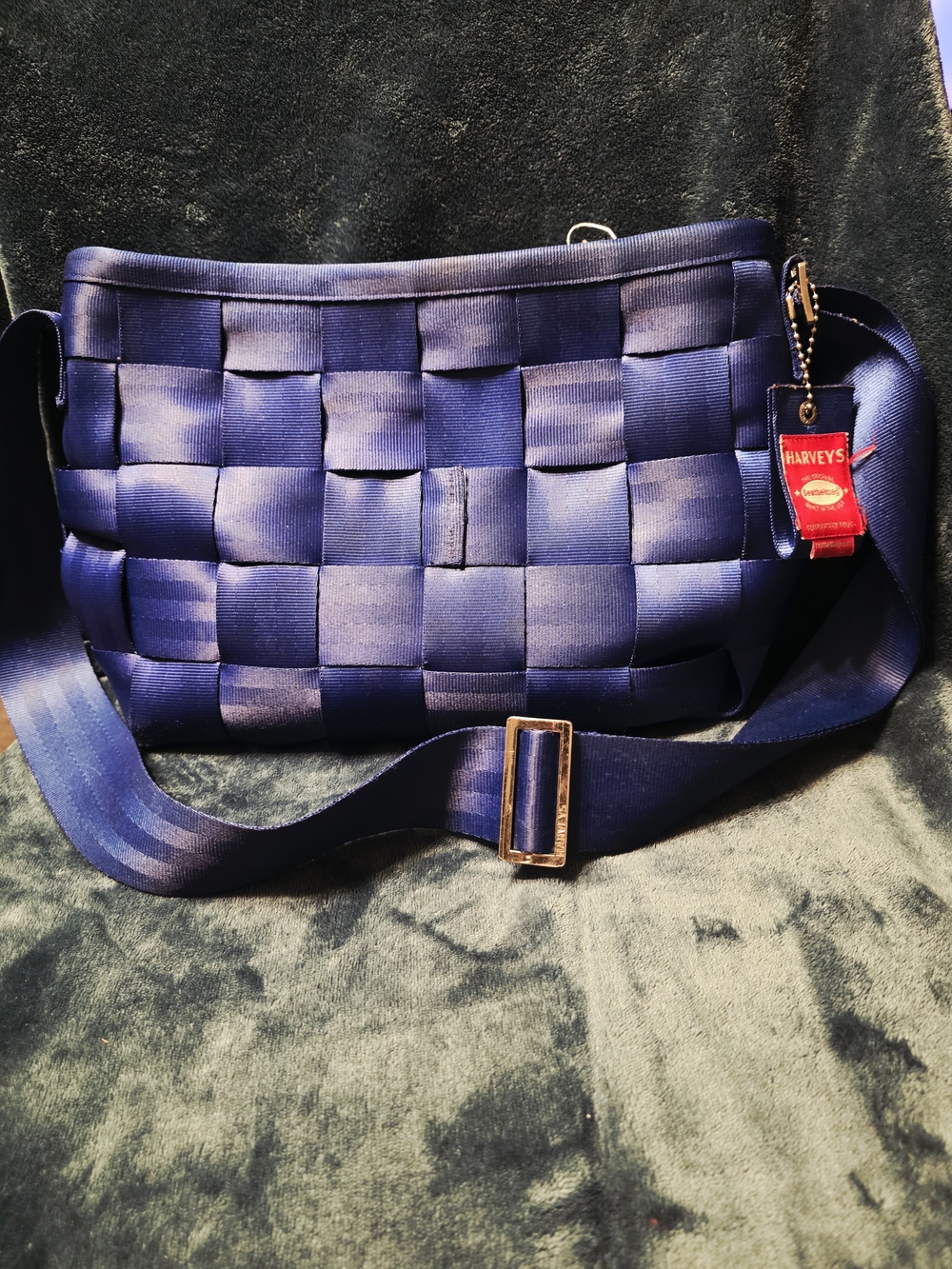 Harveys Navy Woven Seatbelt Crossbody Bag